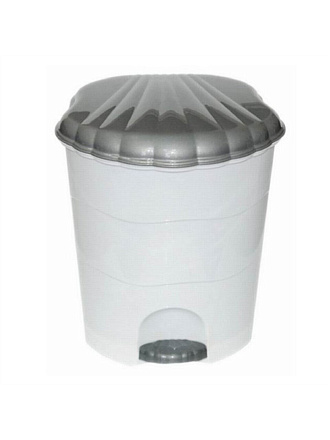 Контейнер для мусора пластик, 7 л, круглый, педаль, плавающая крышка, белый, серый, Violet, 150701