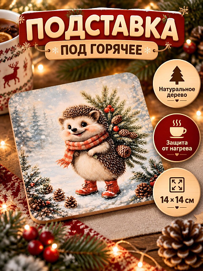 Подставка под горячее, дерево, квадратная, 14 см, в ассортименте, Мультидом, МТ2-415
