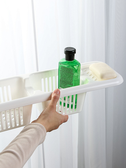 Полка для ванной пластик, накладная, прямая, 72.2х15.5х10 см, белая, Альтернатива, М5632