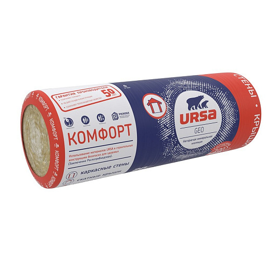 Утеплитель 1.22х4 м, Ursa, Комфорт GEO 37RN, 150 мм, 4.88 м2