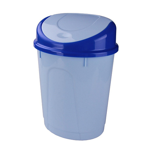 Контейнер для мусора пластик, 8 л, овальный, плавающая крышка, голубой, Альтернатива, М1377