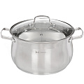 Кастрюля нержавеющая сталь, 6.5 л, с крышкой, крышка стекло, Bohmann, 2114-24RS\CS, индукция
