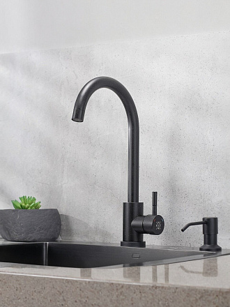 Смеситель для кухни, РМС, с картриджем, черный, SUS124BLK-017F