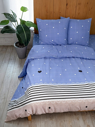 Постельное белье евро, простыня 215х220 см, 2 наволочки 70х70 см, пододеяльник 205х215 см, Майская ночь, бязь, Харти