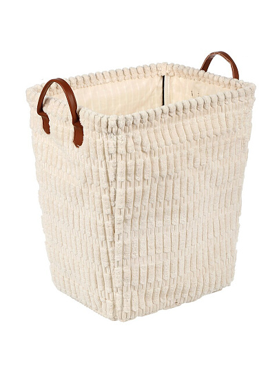 Корзина для хранения, 35х30х40 см, прямоугольная, фланель, белая, железный каркас, A190008