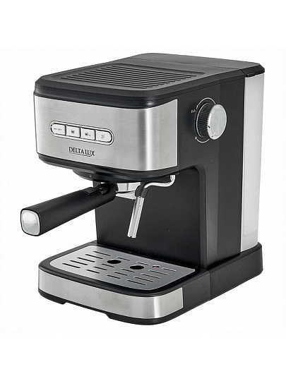 Кофеварка электрическая, рожковая, 1.5 л, Delta Lux, DE-2003, 850 Вт, 15 бар, капучино, эспрессо, черная