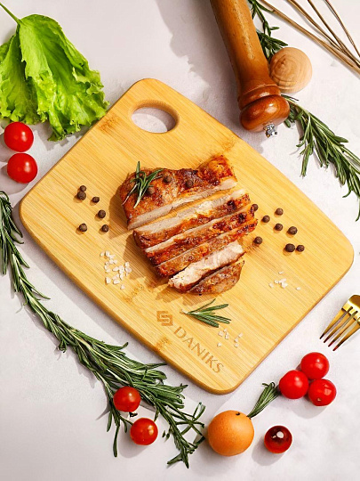 Доска разделочная бамбук, 28х22х1.8 см, бежевая, прямоугольная, H-1635M