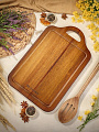 Доска разделочная акация, 39х25х1.5 см, с ручкой, прямоугольная, Daniks, CB14539A - фото 7