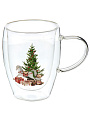 Кружка стекло, 350 мл, Елочка, двойные стенки, 8х11.5 см, Daniks - фото 3
