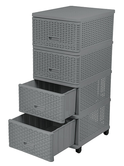 Комод 4 ящика, Дюна, 40х50х98 см, антрацит, плетеный, 04054, Dunya Plastik
