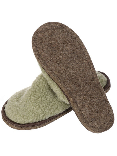 Тапки для женщин, шерсть, зеленые, р. 37-38, закрытые, ТМ001ЗЛ