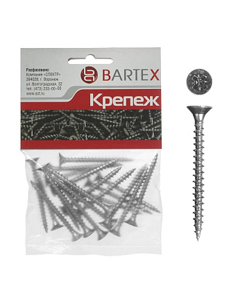 Саморез универсальный, диаметр 5х40 мм, 25 шт, оцинкованный, пакет, Bartex