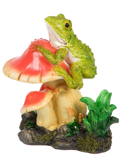 Фигурка садовая декоративная Лягушка с грибочком, 25х20х28 см, полистоун, Y4-11214