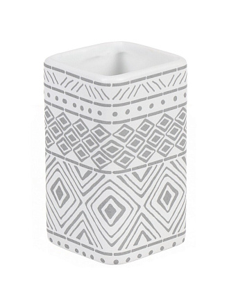 Стакан для зубных щеток, 6.9х6.9х11.8 см, керамика, белый, Ромбы, CE2901AA-TB