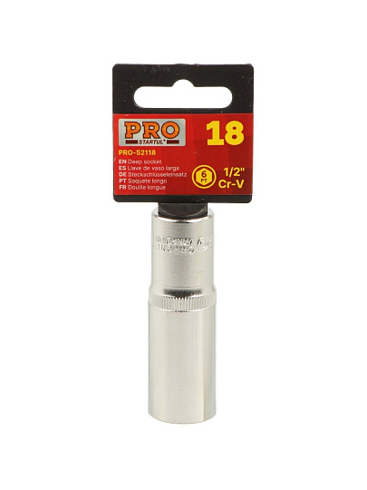Головка торцевая 6-гранная, 1/2&quot;, 18 мм, глубокая, Startul, PRO-52118