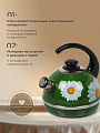 Чайник сталь, эмалированное покрытие, 3.5 л, со свистком, ручка консольная, Рубин, Ромашки, зеленый, T04/35/07/14 - фото 2