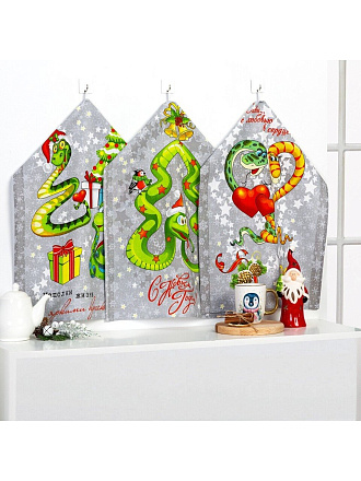 Набор полотенец кухонных 3 шт, 45х60 см, рогожка, 100% хлопок, АртДизайн, Маскарад, Россия