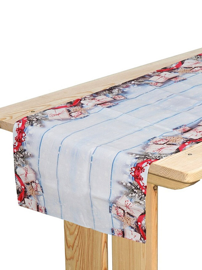 Дорожка для стола 45х180 см, 100% хлопок, 200 г/м2, Новогодние подарки, мультиколор