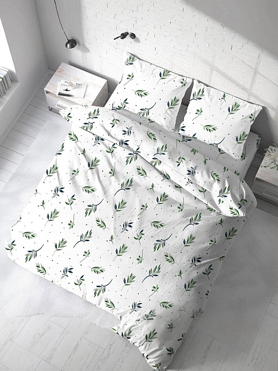 Постельное белье 2-спальное, простыня 215х220 см, 2 наволочки 50х70 см, пододеяльник 175х215 см, Bravo, поплин, Олив