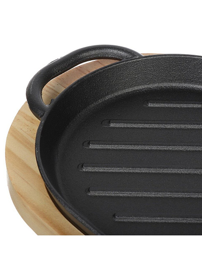 Сковорода чугун, 37.8х16.6х2 см, с подставкой, Y4-8872