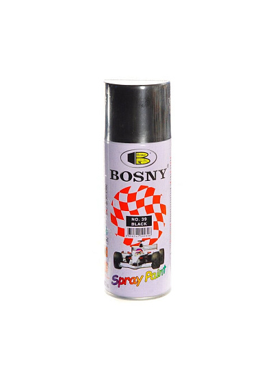 Краска аэрозольная, Bosny, №39, акриловая, универсальная, глянцевая, черная, 0.4 кг