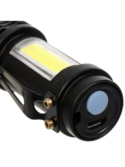 Фонарь ручной, встроенный аккумулятор, Облик, 208 Zoom, зарядка от USB, алюминий, черный, УТ-00000712