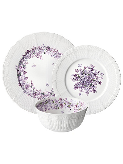 Сервиз столовый фарфор, 12 предметов, на 4 персоны, Lefard, Lilac, 760-853
