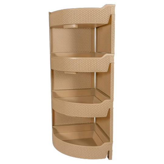 Полка универсальная, пластик, 4 секции, 32.5х32.5х86.5 см, угловая, кофейная, BranQ, Nature, BQ3779