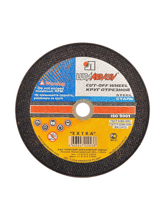 Круг отрезной по металлу, LugaAbrasiv, Extra, BF, диаметр 180х2 мм, посадочный диаметр 22.23 мм, зернистость A36, S 80 м/с