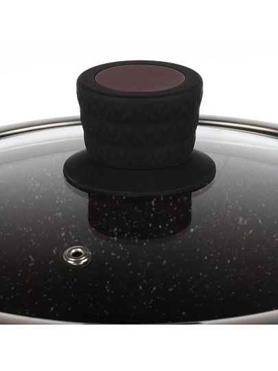 Кастрюля алюминий, антипригарное покрытие, 4.3 л, крышка стекло, MercuryHaus, Гранит, 1823-MC, черная, индукция