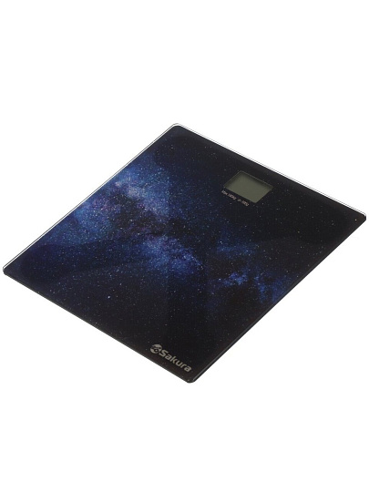 Весы напольные электронные, Sakura, Космос, SA-5071UN, стекло, до 180 кг, 26х26х1.8 см