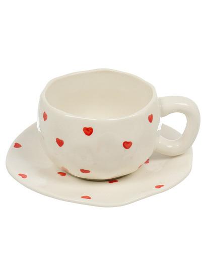 Чайная пара фарфор, 2 пр, 1 перс, 320 мл, Сердечки, В060819