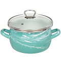 Кастрюля эмалированная сталь, 4 л, крышка стекло, Сантэкс, Шейк бирюзо-белый, 1-2440111, индукция