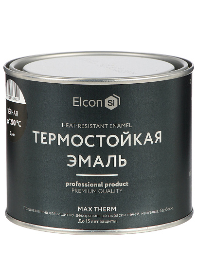 Эмаль Elcon, термостойкая, быстросохнущая, кремнийорганическая, матовая, черная, 0.4 кг, 1200°С