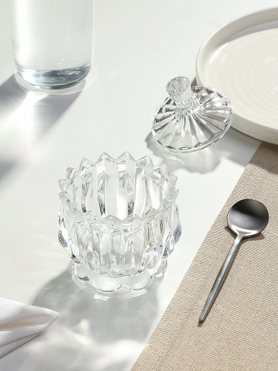 Сахарница 140 мл, стекло, 11х11х7.5 см, с крышкой, Y6-2027