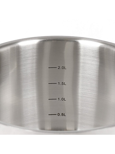 Ковш нержавеющая сталь, 2.9 л, крышка стекло, бакелитовая ручка, индукция, Daniks, Фантом, CW-B068-18S