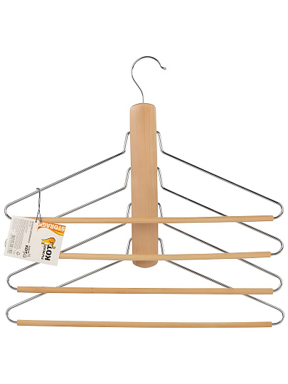 Вешалка-плечики для одежды, 40.5 см, дерево, 4 шт, бежевая, Рыжий кот, 311334