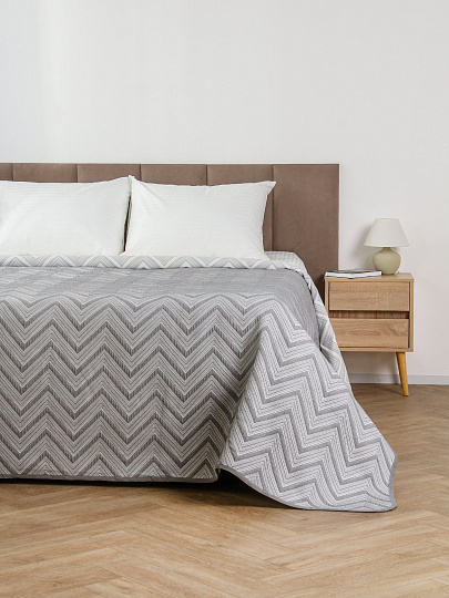 Покрывало евро, 180х200 см, 100%пэ, двустороннее, Silvano, Шеврон, серый