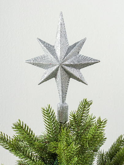 Верхушка на елку Звезда, серебряная, 25х16.5 см, SYSDX332159S