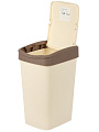 Контейнер для мусора пластик, 20 л, прямоугольный, с крышкой, слоновая кость, шоколад, Violet, Tandem, 842026 - фото 4