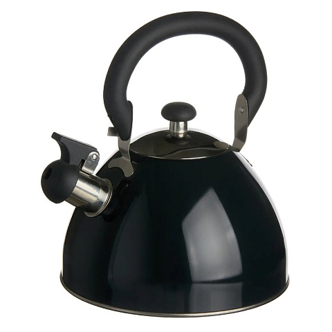 Чайник нержавеющая сталь, 2.5 л, со свистком, зеркальный, Катунь, черный, КТ-106D