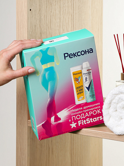 Набор подарочный женский, Рексона, Спорт + Fitstars, гель для душа 200 мл + дезодорант спрей 250 мл