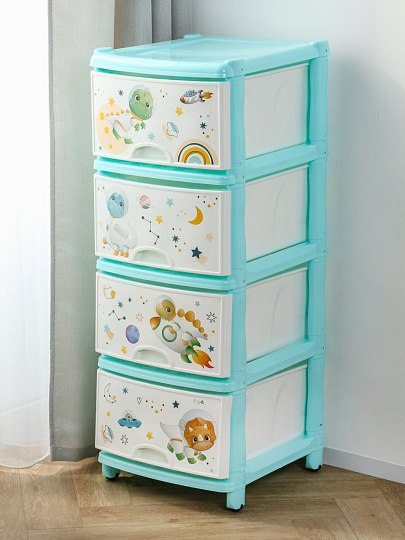 Комод детский 4 ящика, Динозавры, 38х48х98 см, Альтернатива, для мальчиков, М1243
