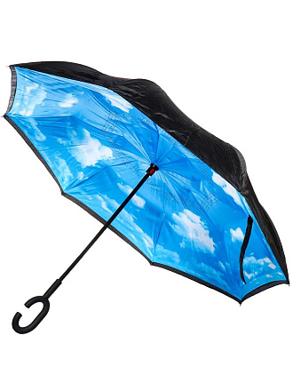 Зонт механический, трость, 8 спиц, 60 см, Облака, полиэстер, Y822-053