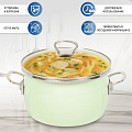 Кастрюля эмалированная сталь, 4 л, крышка стекло, металлические ручки, Сантэкс, Слм, 1-2440211, салатовый ментол, индукция - фото 6