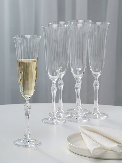 Бокал для шампанского, 190 мл, стекло, 6 шт, Bohemia, Parus Optic, БСС0425