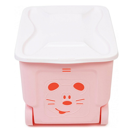 Ящик для игрушек 50 л, на колесах, с крышкой, пластик, розовый, Little Angel, Cool, LA1032RSP