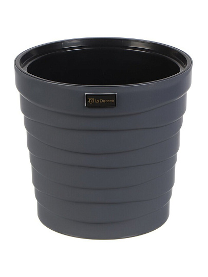 Кашпо пластик, 7.5 л, 26.5х25 см, универсальное, антрацитовое, La Decoro, Бархан, КШ-4363