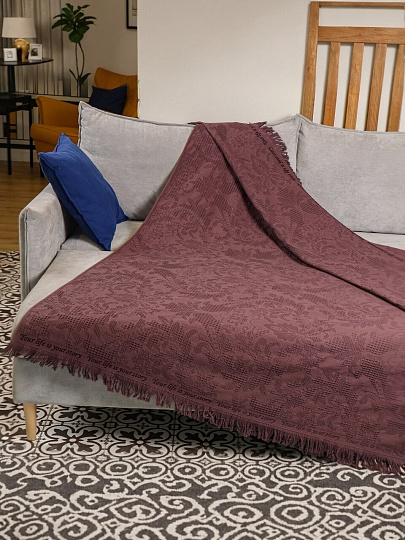 Плед евро, 200х220 см, 100% хлопок, Barkas, Green Days, коричневый, AI-2209005