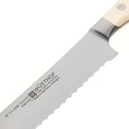 Нож кухонный Wuesthof, Ikon Cream White, для хлеба, кованая сталь, 20 см, рукоятка пластик, 4166-0/20 WUS